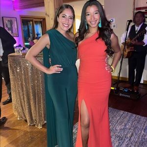 Deep green one shoulder jumpsuit